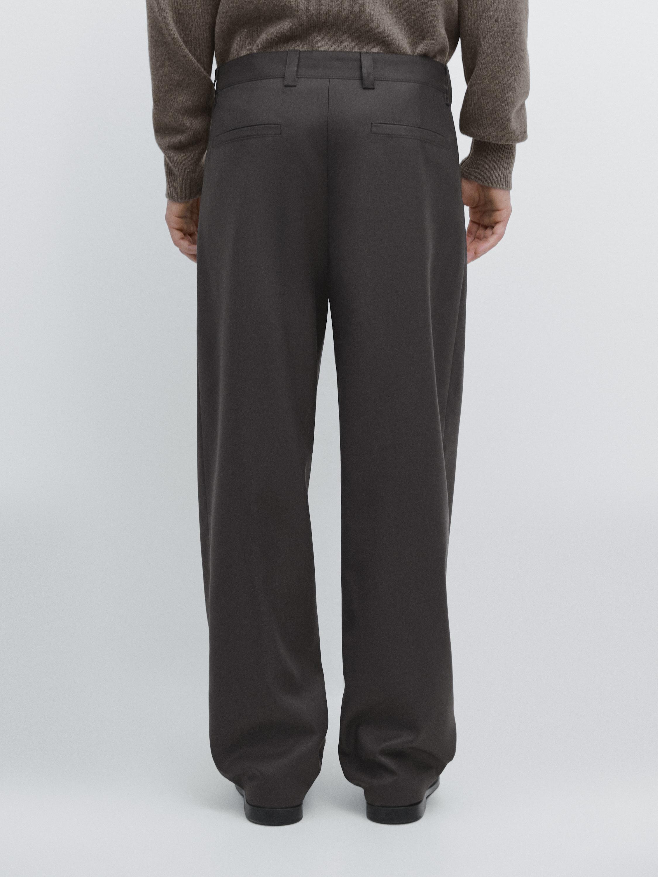 Pantalon relaxed fit en laine mélangée